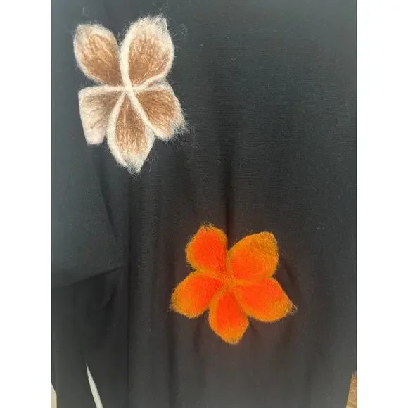 Aaeda Felted Floral Dolman Sleeve Sweater Embroidered Size Large Whimsical - Picture 2 of 12